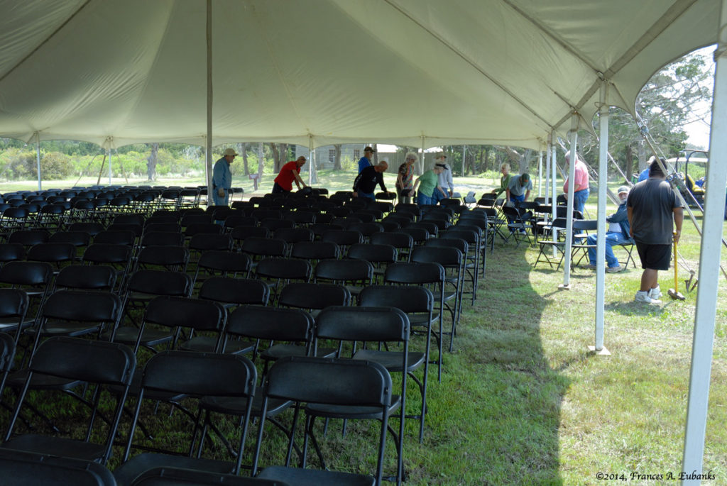 Volunteers Arrange Seating for 450 Expected Visitors